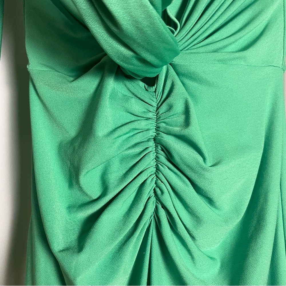 Solace London Lorena Dress Green Plunge Neck Midi Long Sleeve Draped Bodycon XS - Picture 9 of 14